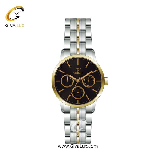 ساعت مچی اورجینال زنانه ویولت VIOLET سه موتوره فول تایم نقره ای-طلایی | طلایی-نقره ای| مشکی| کد رفرنس 0595/2